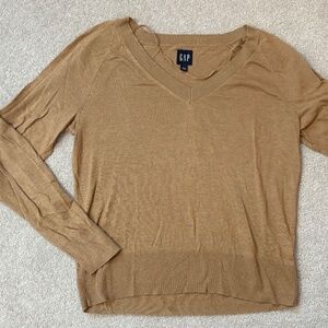 GAP Relaxed Cafe au Lait CashSoft V-neck Sweater